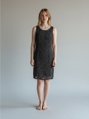 Casual Corner Black Dot-Print Sleeveless Shift Dress